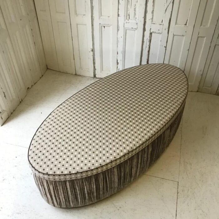 large vintage ottoman in fabric 0386