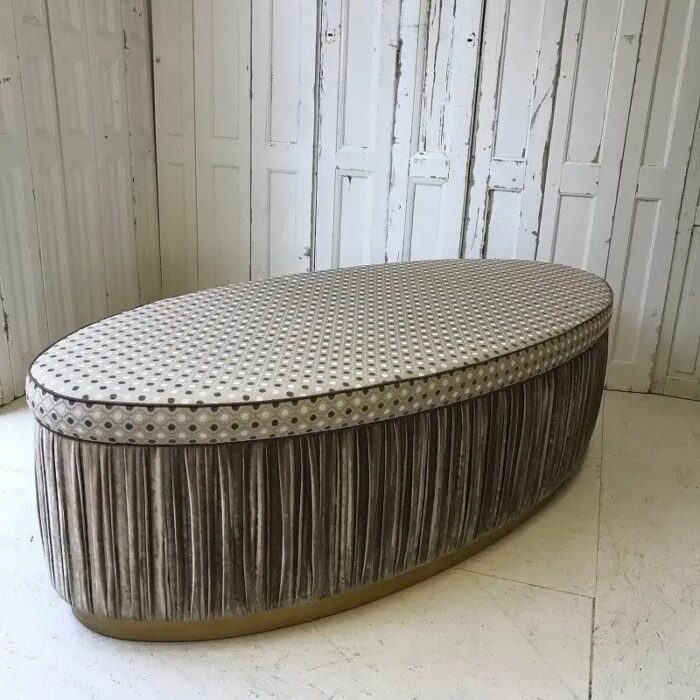 large vintage ottoman in fabric 5725