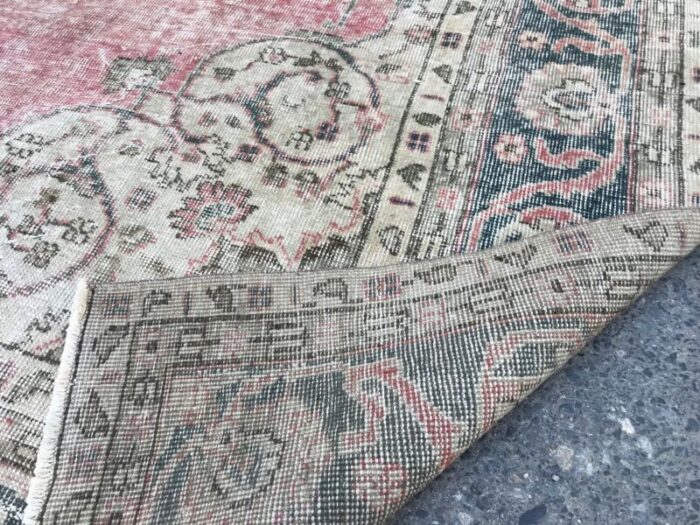 large vintage pale pink rug with medallion design 1980s 0005