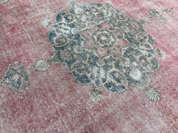 large vintage pale pink rug with medallion design 1980s 7181