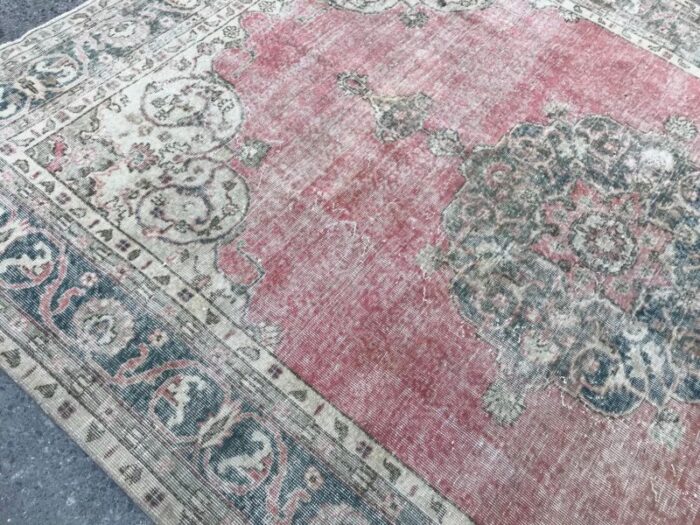 large vintage pale pink rug with medallion design 1980s 7390