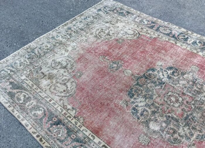 large vintage pale pink rug with medallion design 1980s 8854