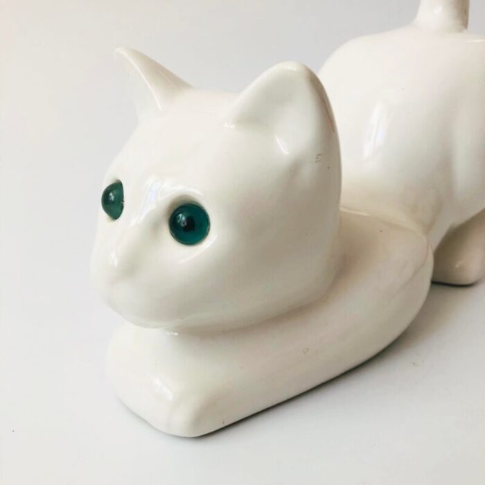 large vintage white ceramic cat by elpa alcobaca portugal 6234