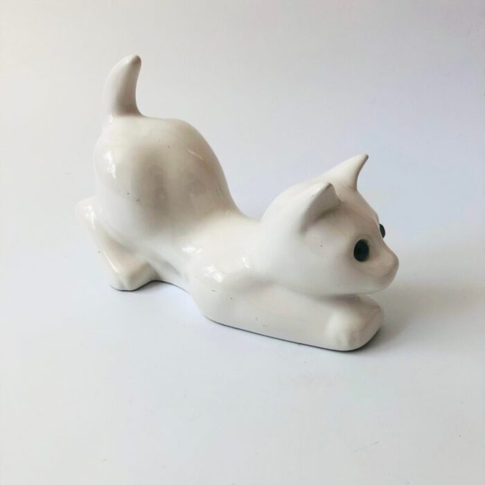 large vintage white ceramic cat by elpa alcobaca portugal 9163