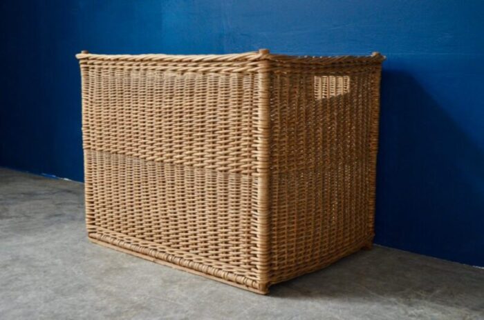 large woven wicker trunk 1970s 1