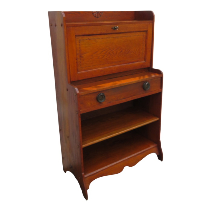 late 1800s victorian oak secretary desk with shelving bookcase 2876