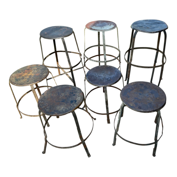 late 19th century industrial stools 7 peces 4723