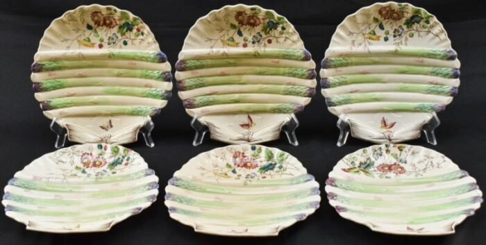 late 19th century william adderley shell form asparagus plates set of 6 3658