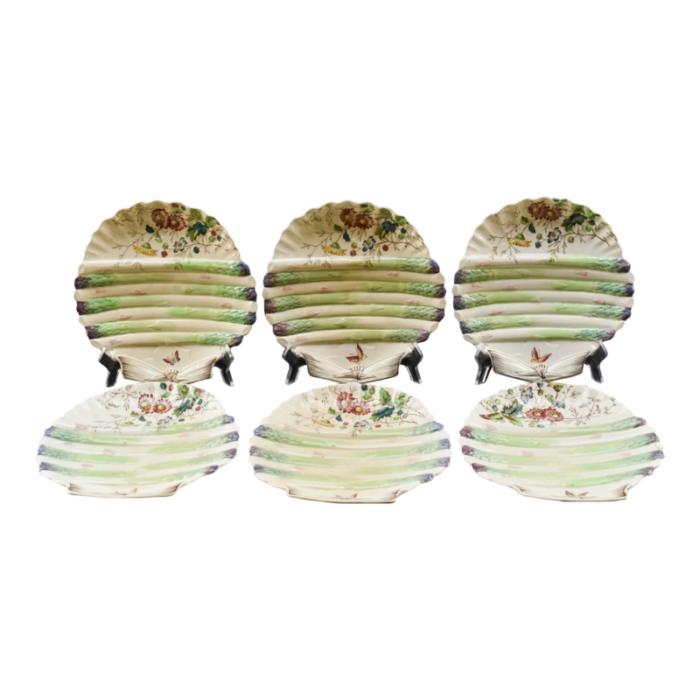 late 19th century william adderley shell form asparagus plates set of 6 6754