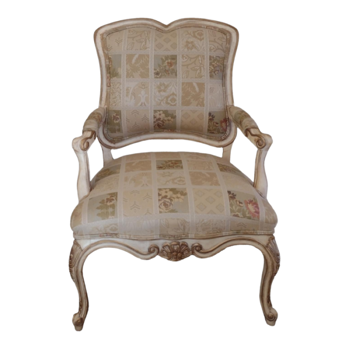 late 20th century french provincial louis xv style armchair 7179