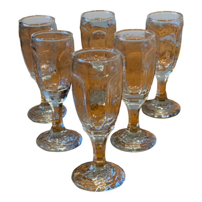 late 20th century libbey chivalry clear cordial glasses set of 6 7729