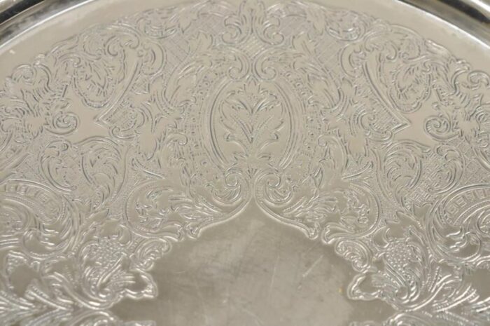 late 20th century oneida usa round victorian style serving platter tray 0005