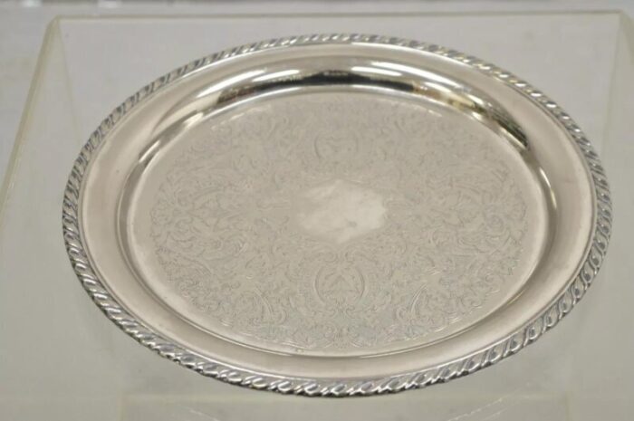 late 20th century oneida usa round victorian style serving platter tray 1899