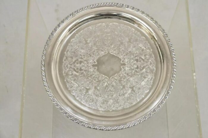 late 20th century oneida usa round victorian style serving platter tray 7293