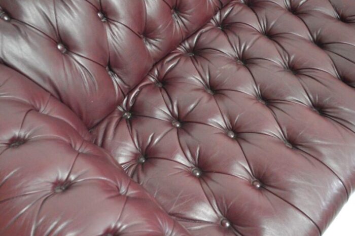 late 20th century oxblood tufted leather english style chesterfield sofa 1947