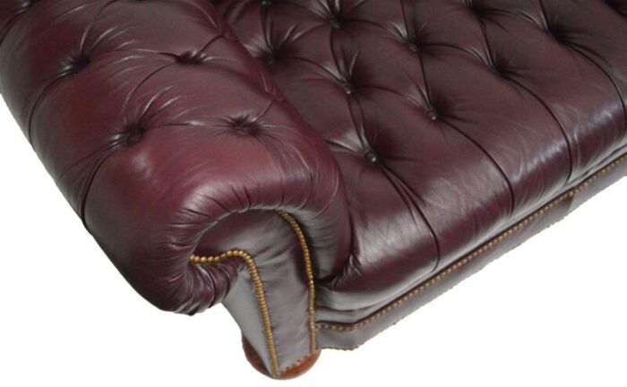 late 20th century oxblood tufted leather english style chesterfield sofa 6294