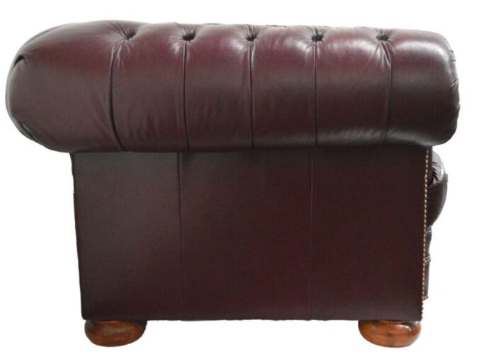 late 20th century oxblood tufted leather english style chesterfield sofa 9215