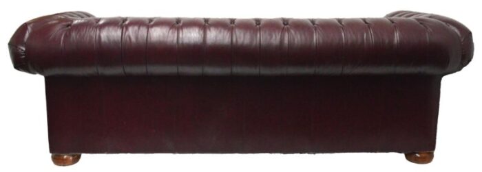 late 20th century oxblood tufted leather english style chesterfield sofa 9432