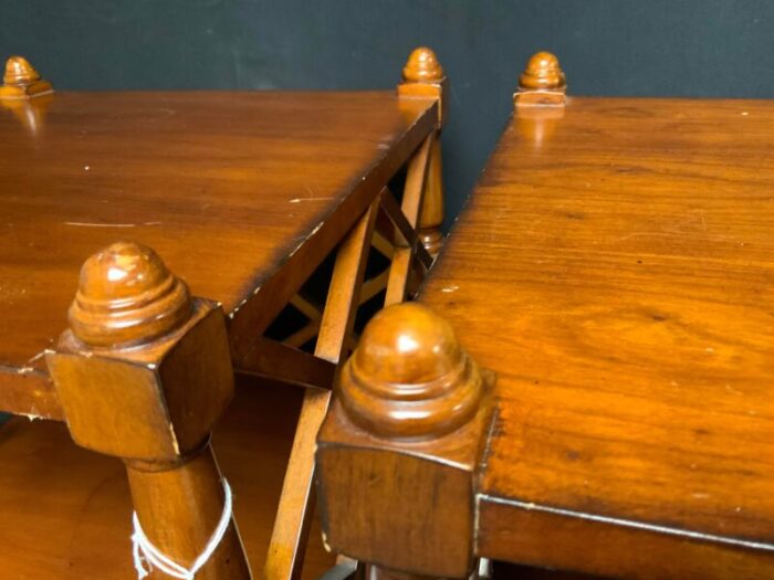 late 20th century pair of chippendale style side tables on castors 0529