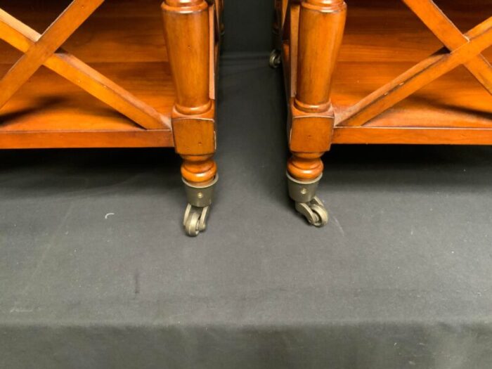 late 20th century pair of chippendale style side tables on castors 8998