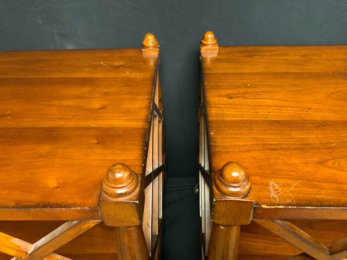 late 20th century pair of chippendale style side tables on castors 9196