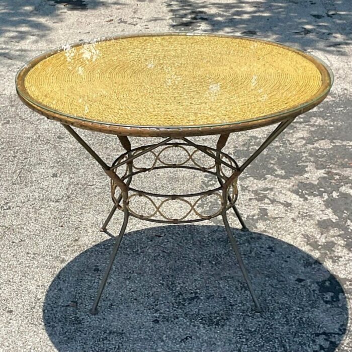 late 20th century vintage coastal twisted jute dining table 8015