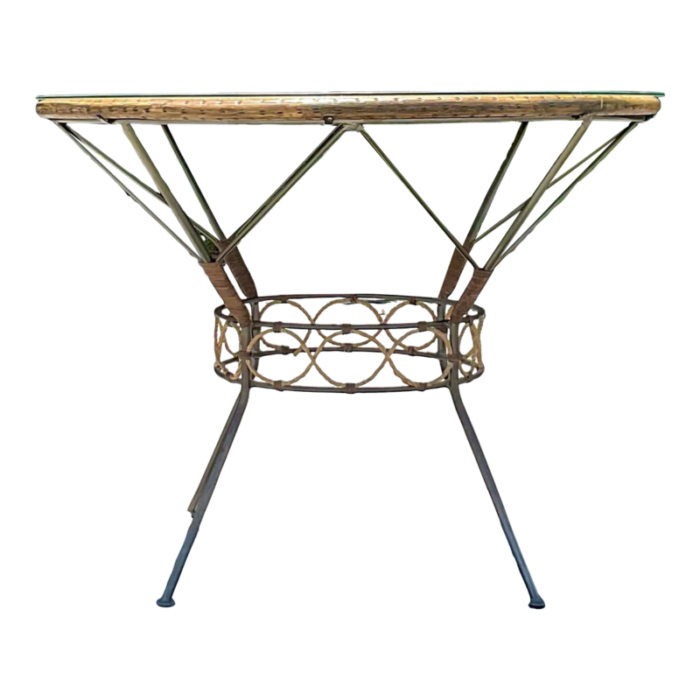 late 20th century vintage coastal twisted jute dining table 8081