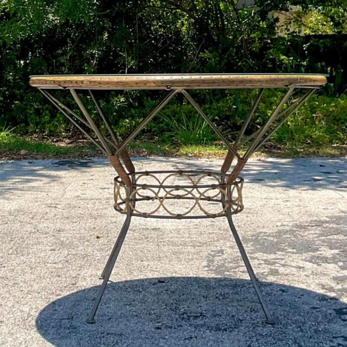 late 20th century vintage coastal twisted jute dining table 8847