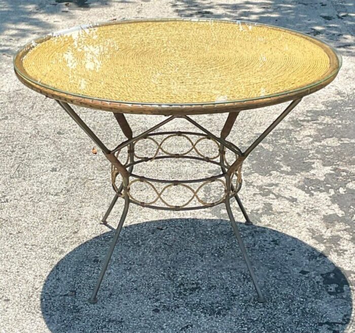 late 20th century vintage coastal twisted jute dining table 8941