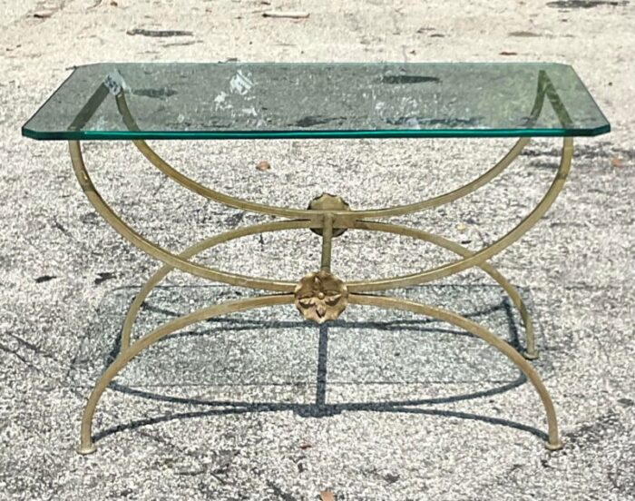 late 20th century vintage gilt metal coffee table 0388