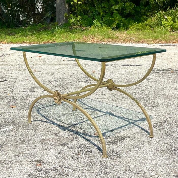 late 20th century vintage gilt metal coffee table 8275