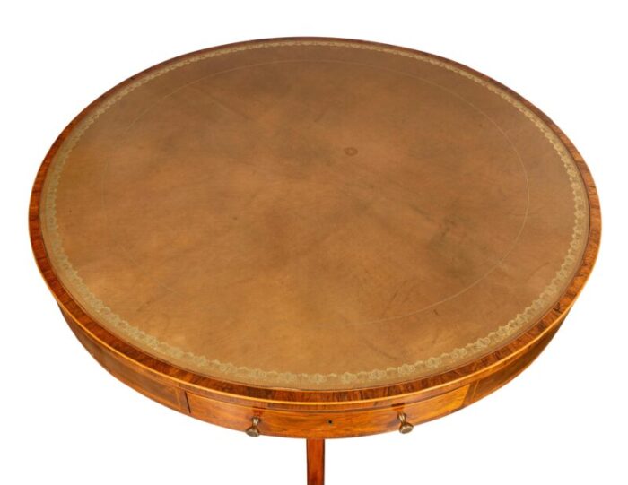 late regency mahogany and rosewood drum table 1236