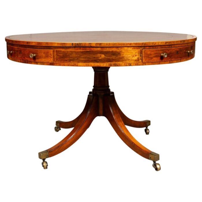 late regency mahogany and rosewood drum table 5828