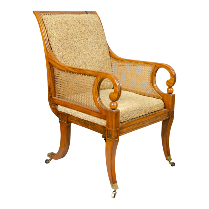 late regency satinwood and painted armchair 6945