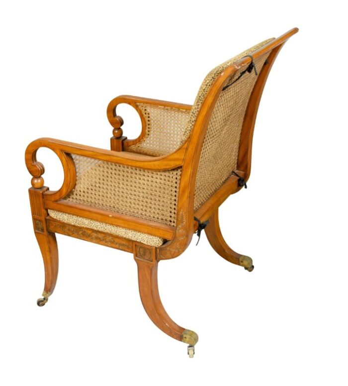 late regency satinwood and painted armchair 7704