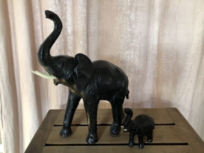 leather elephants 1950s set of 2 1