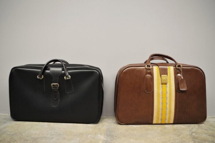 leather suitcases 1950s set of 2 1