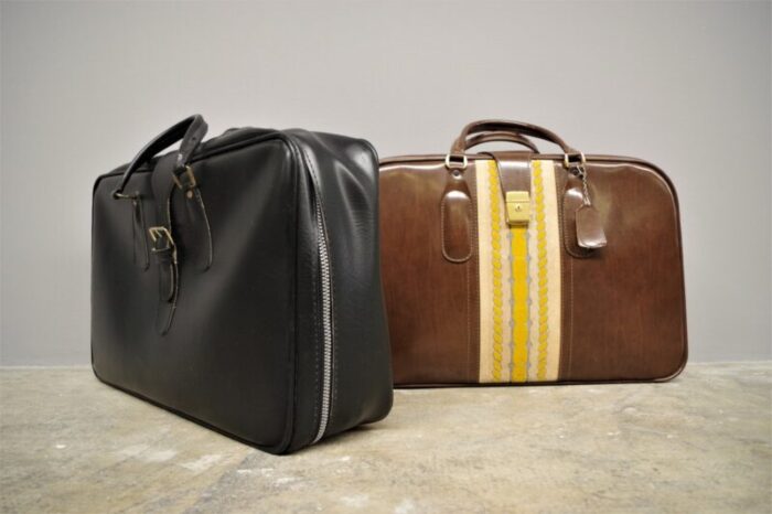 leather suitcases 1950s set of 2 2