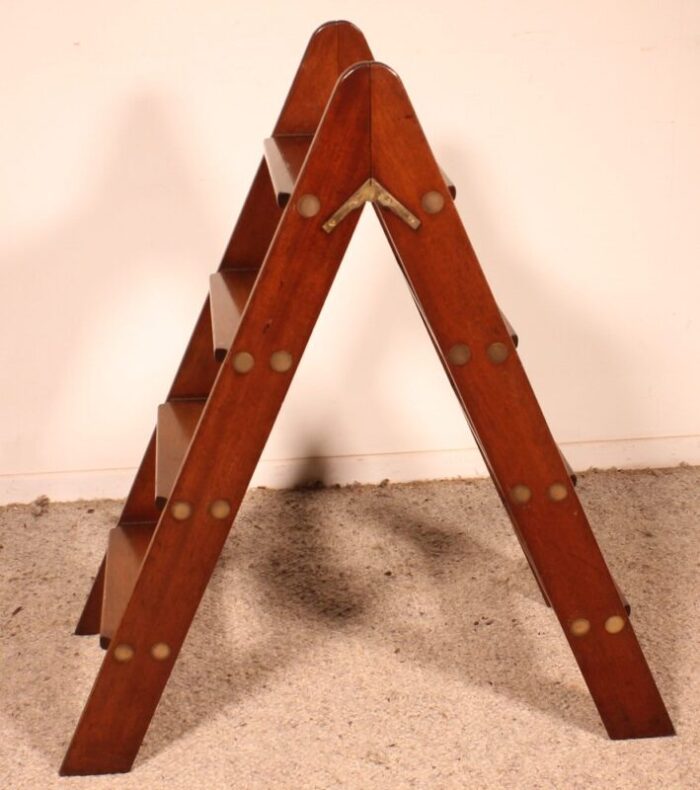 library ladder in mahogany and brass england 10