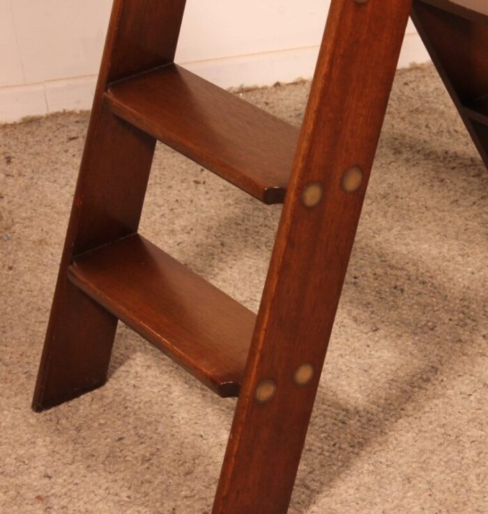 library ladder in mahogany and brass england 11