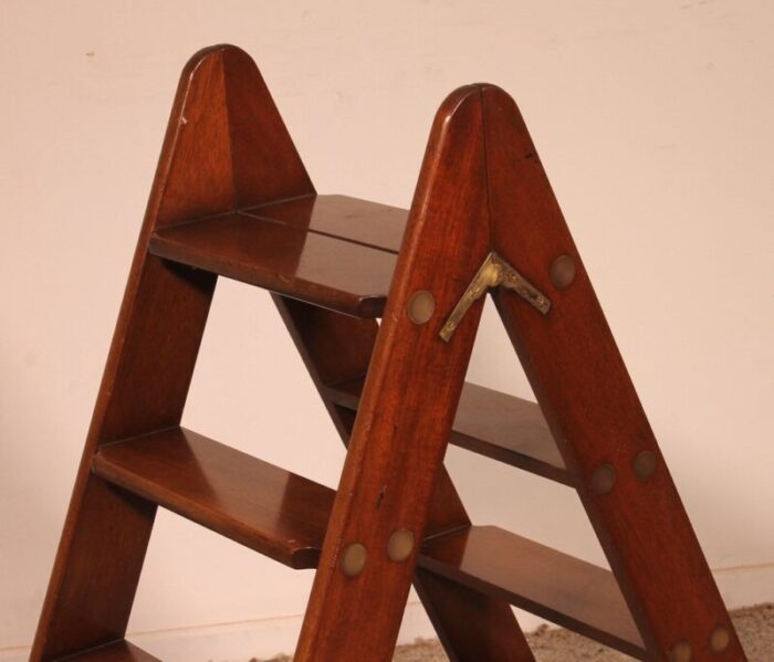 library ladder in mahogany and brass england 12