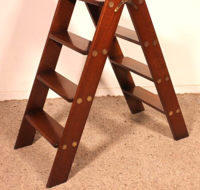 library ladder in mahogany and brass england 5