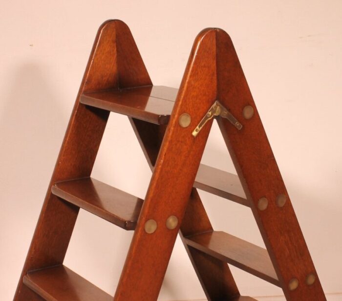 library ladder in mahogany and brass england 6