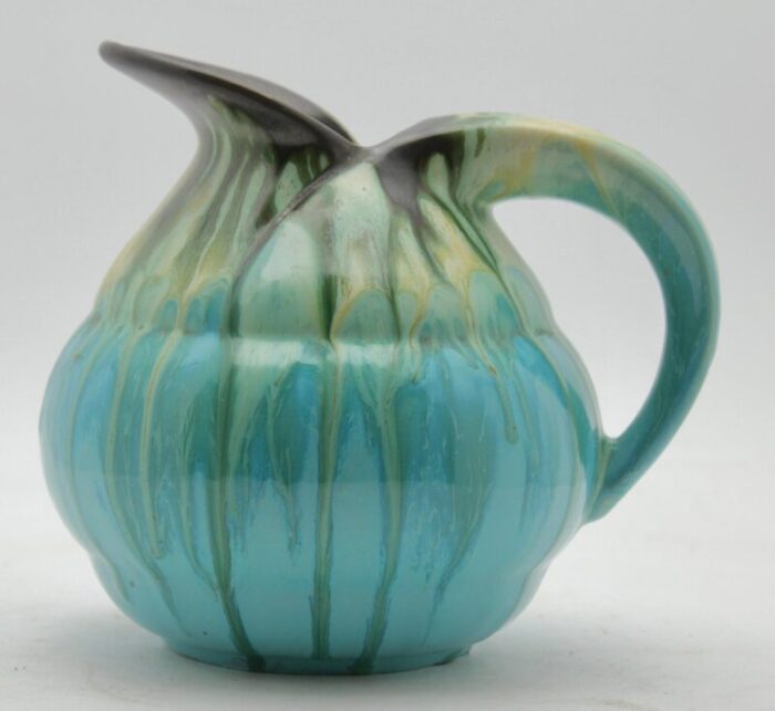 light blue drop glaze ceramic pitcher belgium 7