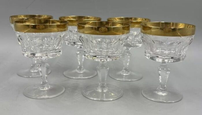 liqueur glasses with 18k gold rim by franz kaspar for glashuette 1950s set of 6 1