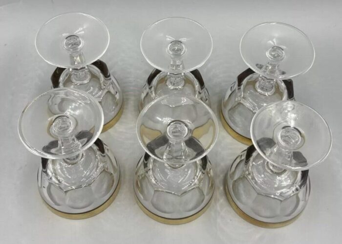 liqueur glasses with 18k gold rim by franz kaspar for glashuette 1950s set of 6 3