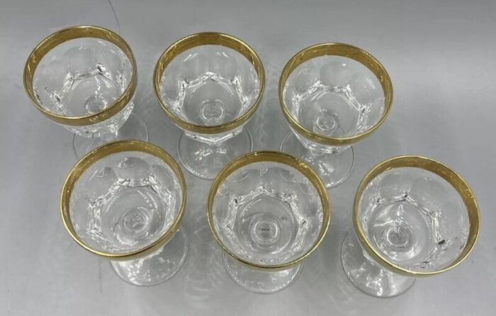 liqueur glasses with 18k gold rim by franz kaspar for glashuette 1950s set of 6 4