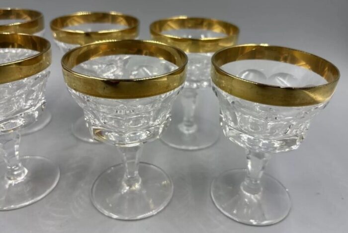 liqueur glasses with 18k gold rim by franz kaspar for glashuette 1950s set of 6 6