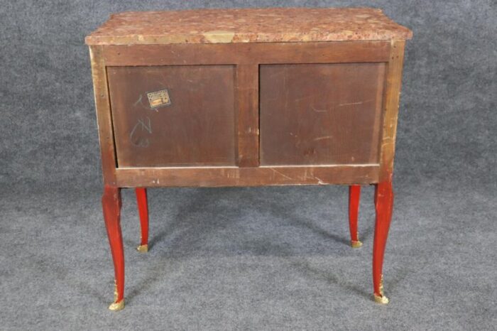 louis xv red chinese raised gold paint decorated kahn and cie of france commode 9007