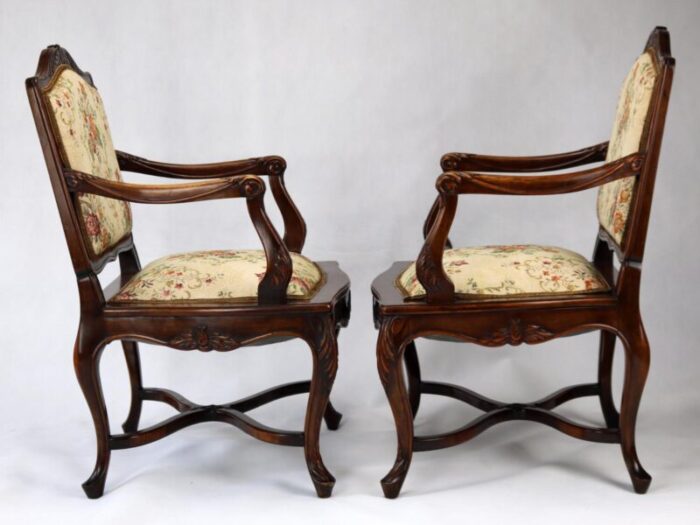 louis xv rococo style carved walnut amchairs sofa and table 1860 set of 6 0255